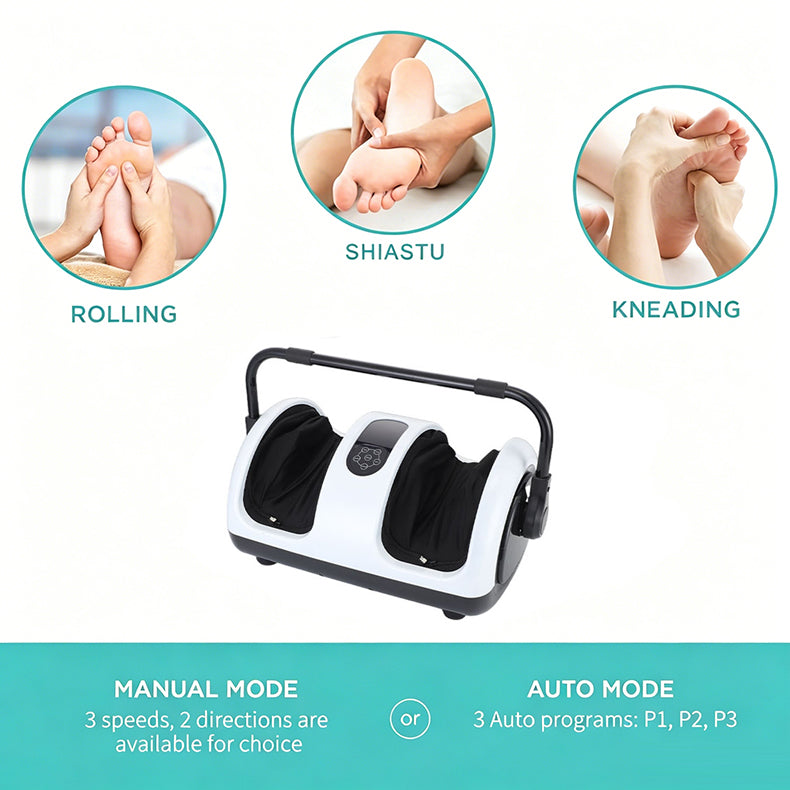 Portable Foldable Foot Massager with Heating Therapy – White
